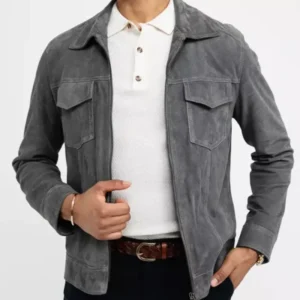 Dark Grey Suede Mens Jacket