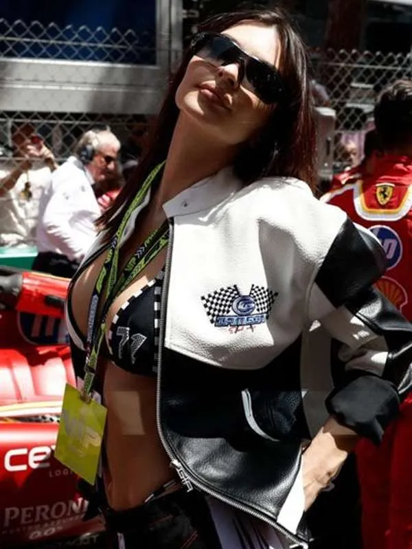 F1 Monaco Grand Prix Emily Ratajkowski Racing Jacket side