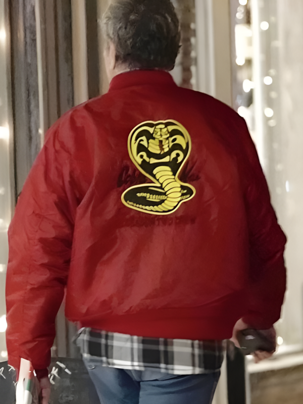 Martin Kove Cobra Kai John Kreese Red Bomber Jacket back