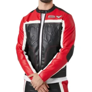 Men’s Biker Cafe Racer Black And Red Leather Jacket