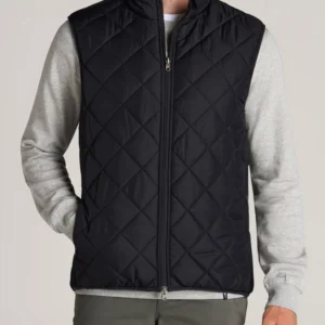 Mens' Black Puffer Vest in zipper