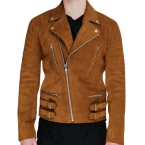 Men’s Brown Biker Suede Leather Jacket
