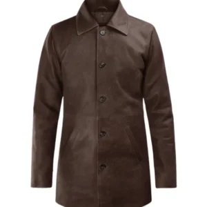Mens Brown Leather Overcoat