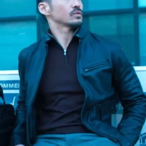 Reacher S03 Brian Tee Black Leather Jacket
