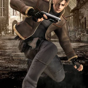 Resident Evil 4 Leon Kennedy Shearling Leather Jacket