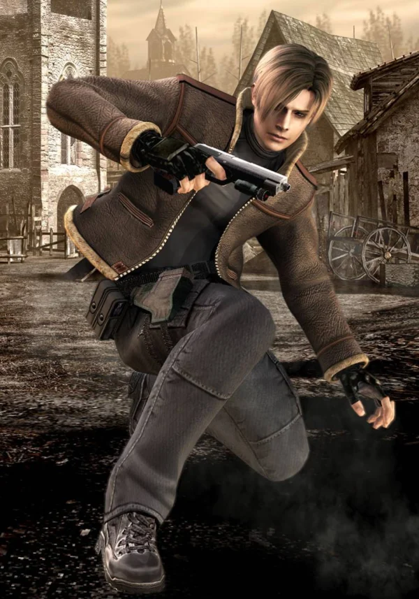 Resident Evil 4 Leon Kennedy Shearling Leather Jacket