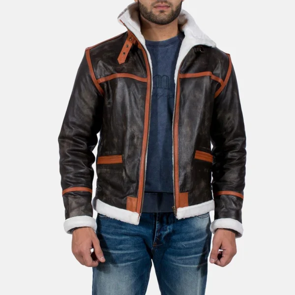 Resident Evil 4 Leon Kennedy Shearling Leather Jacket - Image 2