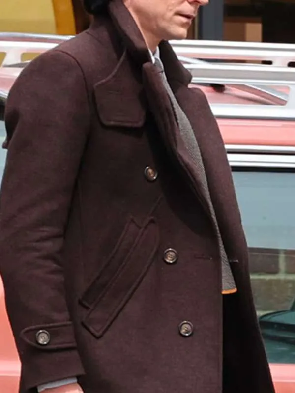 Tom Hiddleston Loki S02 Brown Peacoat side