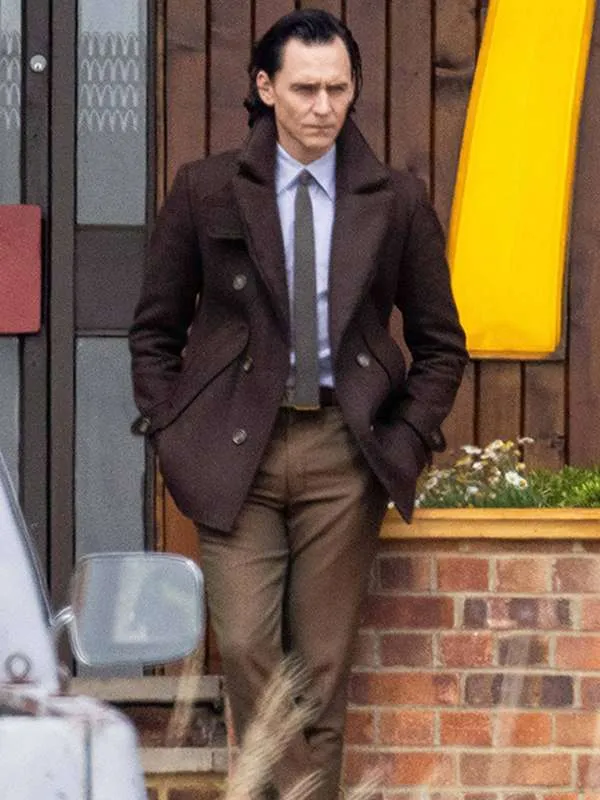 Tom Hiddleston Loki S02 Brown Peacoat