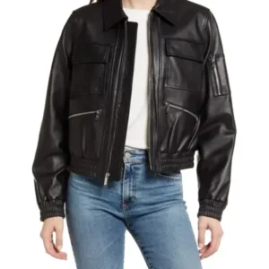 Uraban Edge Black Lambskin Bomber Jacket