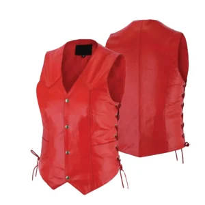 Women-Motorcycle-Red-Leather-Vest