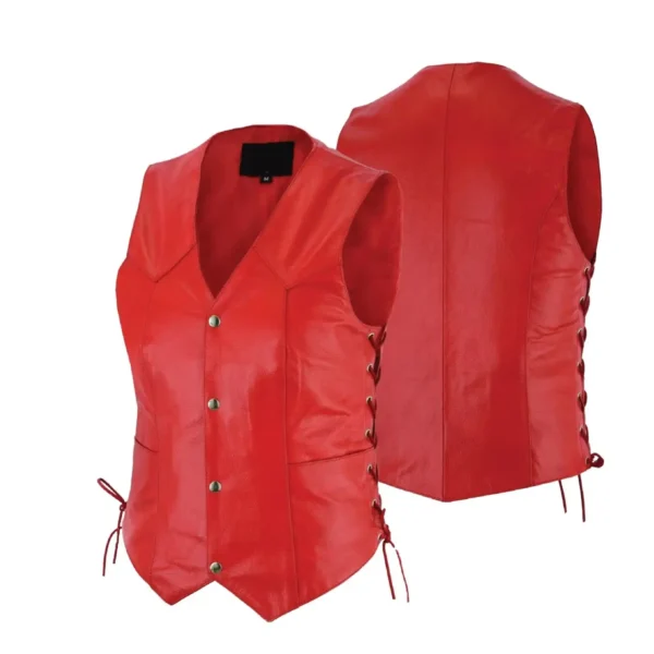 Women-Motorcycle-Red-Leather-Vest