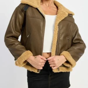 Womens B3 Brown Shearling Flight Pilot Jacket