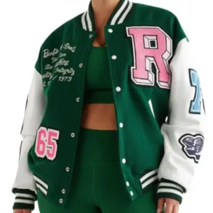 Women’s Green And White Varsity Jacket
