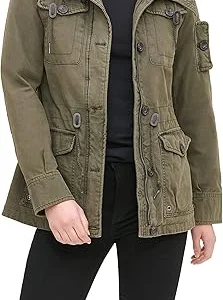 Women's Green Cotton Hooded Jacket