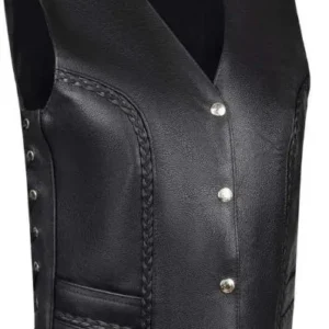 Women’s Leather Braided Motorcycle Vest