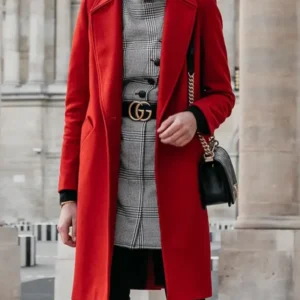 Womens Red Long Wool Coat