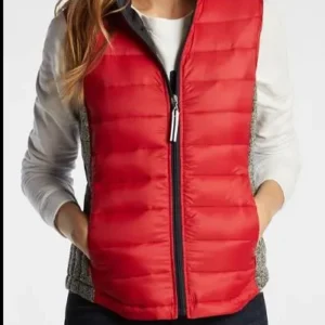 Women's Red Puffer Vest