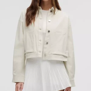 Women’s White Corduroy Varsity Jacket